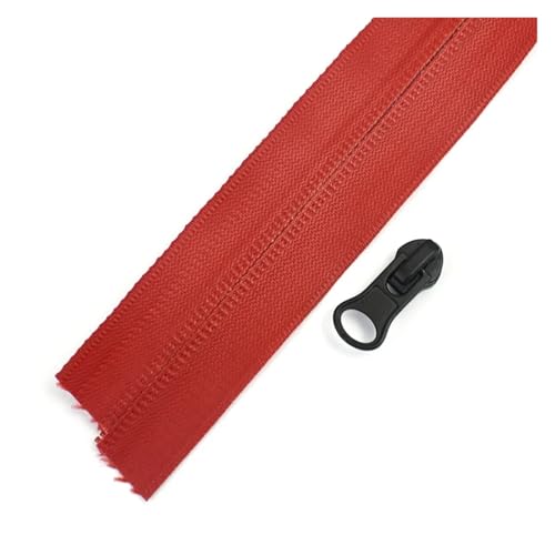 ZMCGNO 1/2 Meter 5# Wasserdichtes Nylon-Reißverschlussband Unsichtbarer Reißverschluss for Taschen, Jacken, Kleidung, Gepäck, Reißverschlüsse, Reparatur, Nähzubehör(Red,2M+2PCS_5#) von ZMCGNO