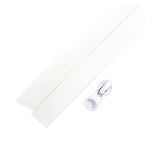 ZMCGNO 1/2 Meter 5# Wasserdichtes Nylon-Reißverschlussband Unsichtbarer Reißverschluss for Taschen, Jacken, Kleidung, Gepäck, Reißverschlüsse, Reparatur, Nähzubehör(White,2M+2PCS_5#) von ZMCGNO