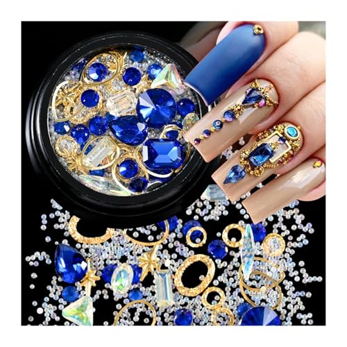 ZMCGNO 1 Box 3D-Nagel-Strasssteine, Bunte Nagelkunst-Dekoration, DIY-Design, Mini-Perlen, Metallnieten, Nagelzubehör(1) von ZMCGNO