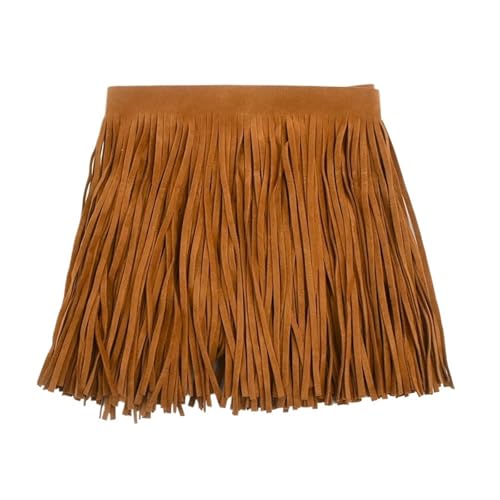 ZMCGNO 1 Meter 10–30 cm Wildleder Quaste Fransenbesatz Band Spitzenbesatz for Kleidung Tasche Vorhang Tanzkleid DIY Nähen Strickzubehör(LightBrown1,30cm) von ZMCGNO