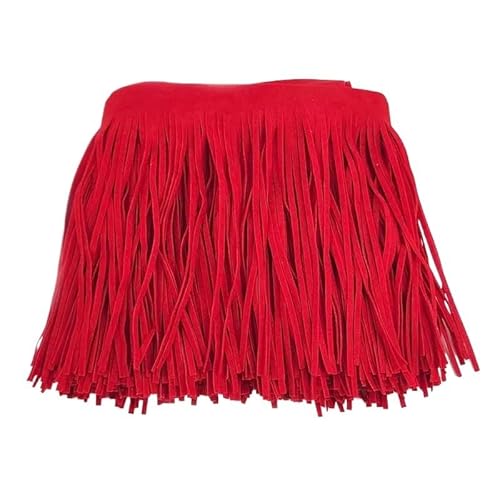 ZMCGNO 1 Meter 10–30 cm Wildleder Quaste Fransenbesatz Band Spitzenbesatz for Kleidung Tasche Vorhang Tanzkleid DIY Nähen Strickzubehör(Red97,15cm) von ZMCGNO