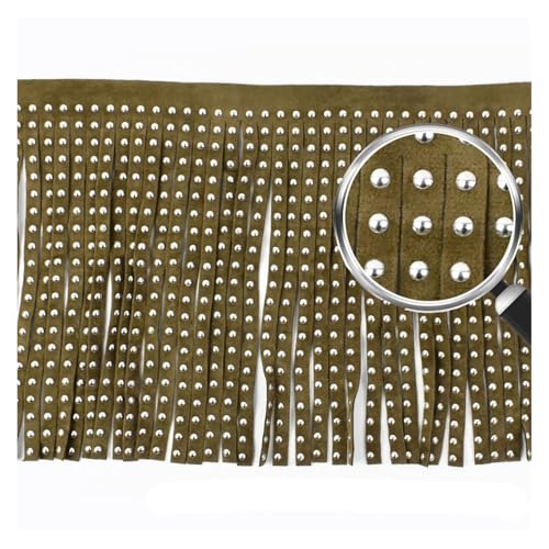 ZMCGNO 1 Meter 14 cm Samt Pailletten Quaste Niet Diamant Leder Wildleder Fransenbesatz Kleid Kleidung Dekorative Spitzenbesatz Material(Lightbrown-Suede) von ZMCGNO