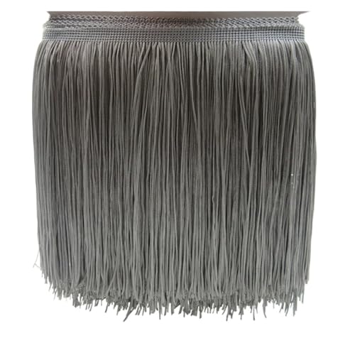 ZMCGNO 1 Yard 20CM Lange Polyester Quaste Fringe Lace Trim Band Nähen Latin Kleid Bühne Kleidungsstück Vorhang Zubehör(Gray) von ZMCGNO