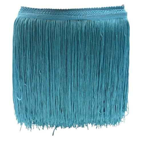 ZMCGNO 1 Yard 20CM Lange Polyester Quaste Fringe Lace Trim Band Nähen Latin Kleid Bühne Kleidungsstück Vorhang Zubehör(Lake Blue) von ZMCGNO