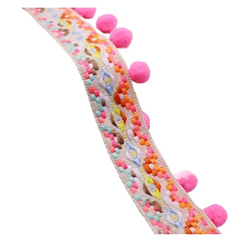 ZMCGNO 1 Yards/Set Pompom Fransenbesatz Stoffquasten Fransen Spitzenbesatz mit Pompom for Vorhänge Dekoration DIY Nähzubehör(Pink) von ZMCGNO