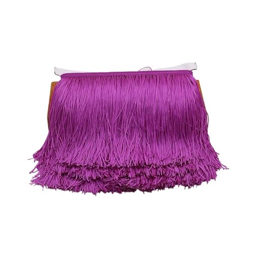 ZMCGNO 10/15/20/30cm Quaste Fransenbesatz Polyester Lange Fransen Nähen for Kleidung Kleid Vorhang Band Quasten for Handwerk Zubehör(Fuchsia,10cm) von ZMCGNO