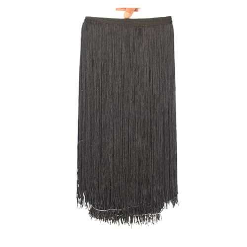 ZMCGNO 10 Meter 50CM Lange Spitze Fransenbesatz Quaste Fransenbesatz for DIY Latein Kleid Bühne Kleidung Zubehör Spitze Band(Black,10Meters) von ZMCGNO