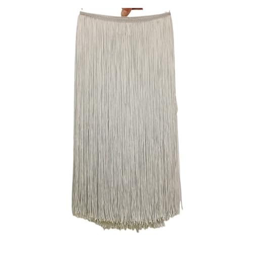 ZMCGNO 10 Meter 50CM Lange Spitze Fransenbesatz Quaste Fransenbesatz for DIY Latein Kleid Bühne Kleidung Zubehör Spitze Band(Silver Gray,10Meters) von ZMCGNO