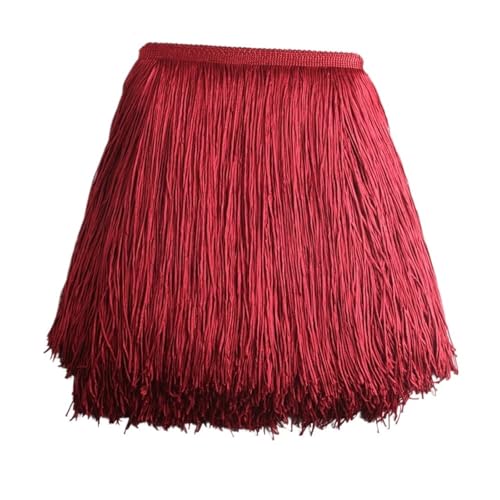 ZMCGNO 10 Meter 50CM Lange Spitze Fransenbesatz Quaste Fransenbesatz for DIY Latein Kleid Bühne Kleidung Zubehör Spitze Band(Wine red,10Meters) von ZMCGNO