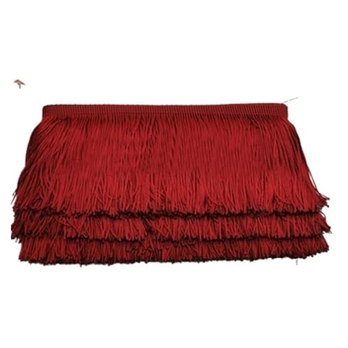 ZMCGNO 10 Meter 9 cm Kurze Quaste Fransenbesatz Spitzenband Quasten for Vorhänge Kleider Nähen Fransen Farben Besätze DIY Zubehör(Dark red) von ZMCGNO
