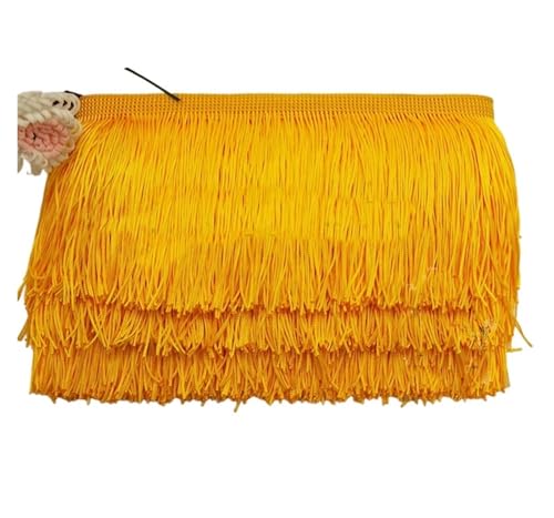 ZMCGNO 10 Meter 9 cm Kurze Quaste Fransenbesatz Spitzenband Quasten for Vorhänge Kleider Nähen Fransen Farben Besätze DIY Zubehör(Gold Yellow) von ZMCGNO
