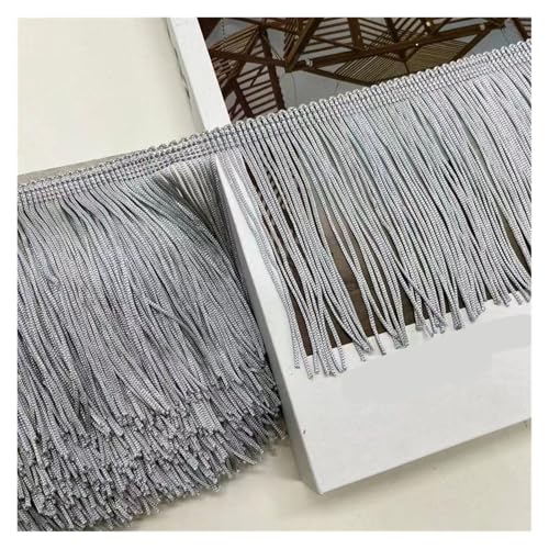 ZMCGNO 10 Meter 9 cm Kurze Quaste Fransenbesatz Spitzenband Quasten for Vorhänge Kleider Nähen Fransen Farben Besätze DIY Zubehör(Gray) von ZMCGNO