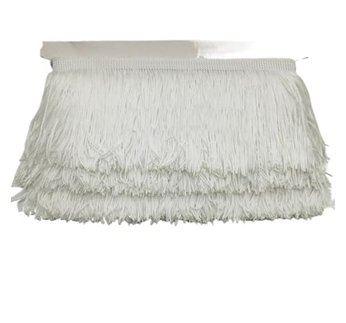 ZMCGNO 10 Meter 9 cm Kurze Quaste Fransenbesatz Spitzenband Quasten for Vorhänge Kleider Nähen Fransen Farben Besätze DIY Zubehör(White) von ZMCGNO