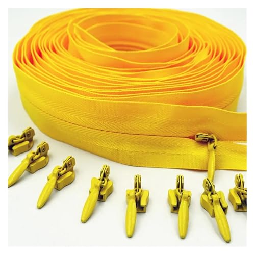 ZMCGNO 10 Meter Langer Reißverschluss, 20 Schieber mit automatischer Verriegelung, unsichtbarer Nylon-Reißverschluss Nr. 3, verwendet for Kleidung und Handtaschen(Golden) von ZMCGNO