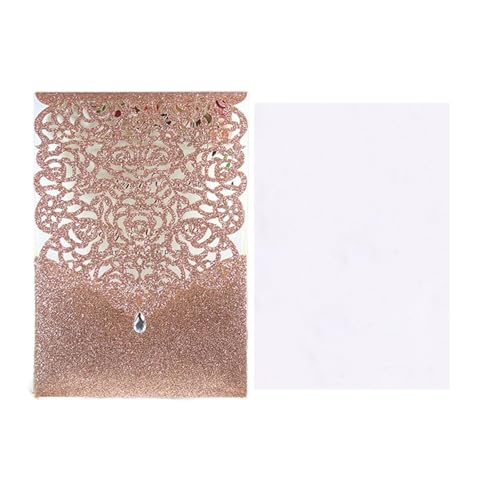ZMCGNO 10 Stücke Glitter Papier Hochzeitseinladungskarte Spitze Diamant Tasche Grußkarte Geburtstag Mariage Hochzeit Gunsten Dekoration(Apple Cover Insert) von ZMCGNO