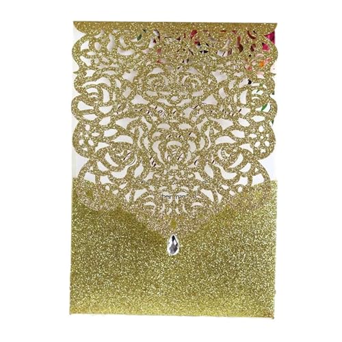 ZMCGNO 10 Stücke Glitter Papier Hochzeitseinladungskarte Spitze Diamant Tasche Grußkarte Geburtstag Mariage Hochzeit Gunsten Dekoration(Only Gold Cover) von ZMCGNO