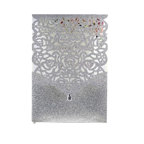 ZMCGNO 10 Stücke Glitter Papier Hochzeitseinladungskarte Spitze Diamant Tasche Grußkarte Geburtstag Mariage Hochzeit Gunsten Dekoration(Only Silver Cover) von ZMCGNO