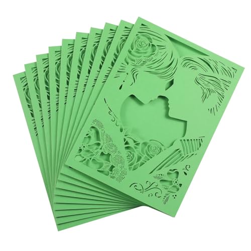 ZMCGNO 10 Teile/Paket Laser Geschnitten Hochzeit Einladung Karte Bräutigam Braut Muster Einladungen Shinny Perle Papier 5x7in Größe(Green) von ZMCGNO