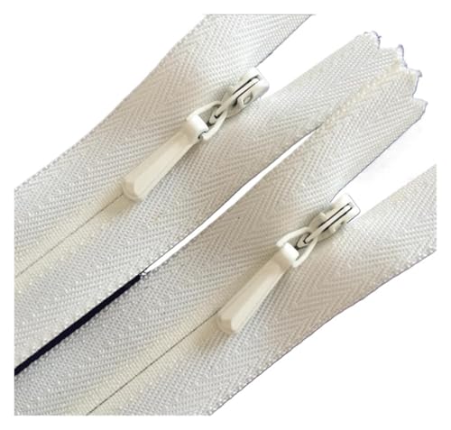 ZMCGNO 10 Teile/los 3# Unsichtbarer Reißverschluss 25-60 cm Schwarz Weiß for Kleid Rock Reißverschlüsse for Nähen(White,60CM_3#) von ZMCGNO