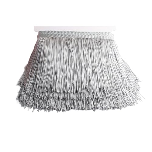 ZMCGNO 10 Yards 15 cm Lange Quastenfransen-Spitzenbesatzband Quasten for Vorhänge Kleider Fransen for Nähen von Besätzen Zubehör Basteln(Silver Gray,5 Yards) von ZMCGNO