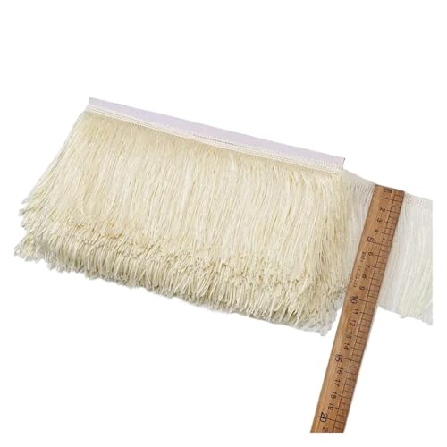 ZMCGNO 10 Yards Spitzenfransenquaste Spitzenbesatz 10 cm breiter Rock Handarbeit Dekorative Quasten Nähzubehör Besätze Basteln(Beige) von ZMCGNO