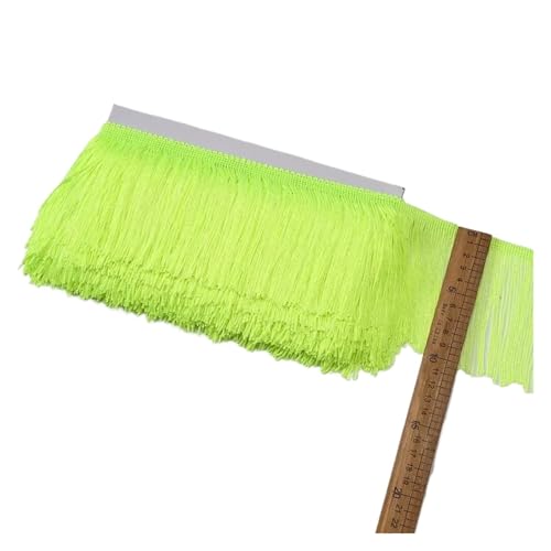ZMCGNO 10 Yards Spitzenfransenquaste Spitzenbesatz 10 cm breiter Rock Handarbeit Dekorative Quasten Nähzubehör Besätze Basteln(Fluorescent Yellow) von ZMCGNO