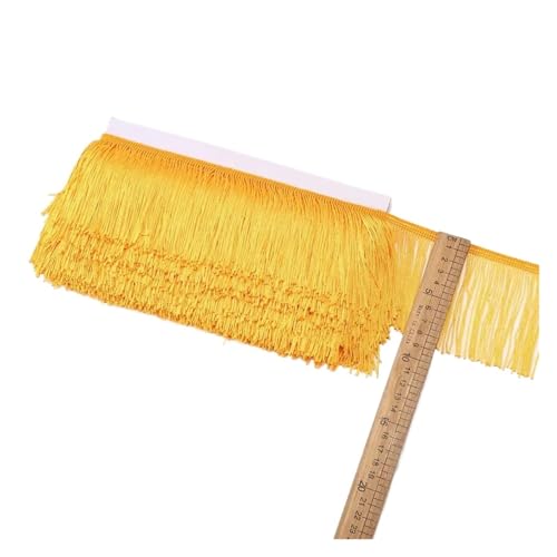 ZMCGNO 10 Yards Spitzenfransenquaste Spitzenbesatz 10 cm breiter Rock Handarbeit Dekorative Quasten Nähzubehör Besätze Basteln(Gold) von ZMCGNO