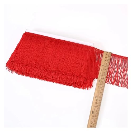 ZMCGNO 10 Yards Spitzenfransenquaste Spitzenbesatz 10 cm breiter Rock Handarbeit Dekorative Quasten Nähzubehör Besätze Basteln(Red) von ZMCGNO