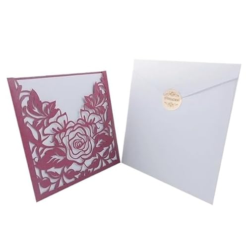 ZMCGNO 10 stücke Elegante Spitze Tasche Hochzeit Einladungen Karte Platz Laser Cut Rose Blume Anpassen Grußkarte Ereignis Partei Liefert(Black) von ZMCGNO