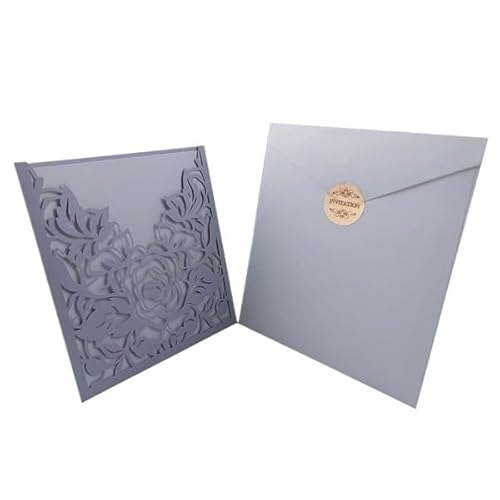 ZMCGNO 10 stücke Elegante Spitze Tasche Hochzeit Einladungen Karte Platz Laser Cut Rose Blume Anpassen Grußkarte Ereignis Partei Liefert(Lavender) von ZMCGNO