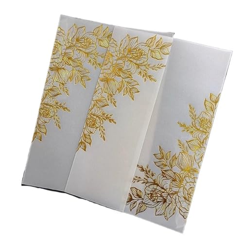 ZMCGNO 10 stücke Hochzeit Einladung Karten DIY Umschlag Transparent Lädt for Braut Party(Khaki,Whole Set) von ZMCGNO