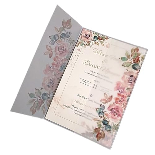 ZMCGNO 10 stücke Hochzeit Einladung Karten DIY Umschlag Transparent Lädt for Braut Party(Mixed Color,Just Vellum Wrap) von ZMCGNO