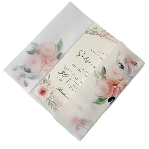 ZMCGNO 10 stücke Hochzeit Einladung Karten DIY Umschlag Transparent Lädt for Braut Party(White,Just Vellum Wrap) von ZMCGNO