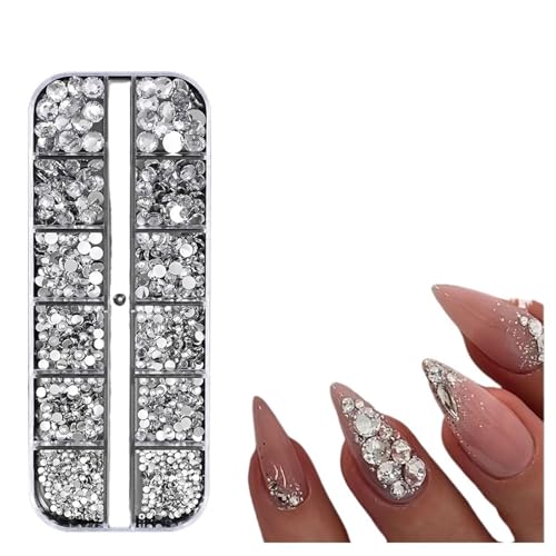 ZMCGNO 1000 Stück Funkelnde Luxus-Nagel-Strasssteine ​​SS6–SS30, Flache Rückseite, Glitzer, AB/Rot/Lila, runde Perlen, Edelsteine, Nagelkunst-Dekoration(PH194-1) von ZMCGNO
