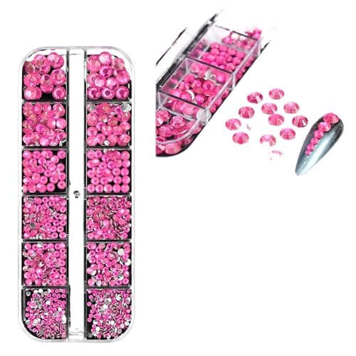 ZMCGNO 1000 Stück Funkelnde Luxus-Nagel-Strasssteine ​​SS6–SS30, Flache Rückseite, Glitzer, AB/Rot/Lila, runde Perlen, Edelsteine, Nagelkunst-Dekoration(PH194-13) von ZMCGNO