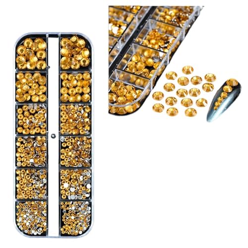 ZMCGNO 1000 Stück Funkelnde Luxus-Nagel-Strasssteine ​​SS6–SS30, Flache Rückseite, Glitzer, AB/Rot/Lila, runde Perlen, Edelsteine, Nagelkunst-Dekoration(PH194-5) von ZMCGNO