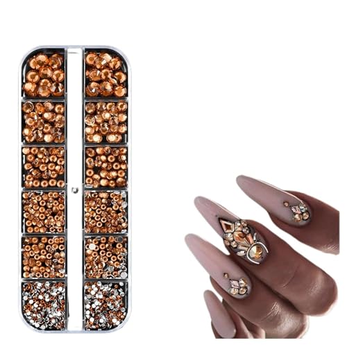 ZMCGNO 1000 Stück Funkelnde Luxus-Nagel-Strasssteine ​​SS6–SS30, Flache Rückseite, Glitzer, AB/Rot/Lila, runde Perlen, Edelsteine, Nagelkunst-Dekoration(PH194-6) von ZMCGNO