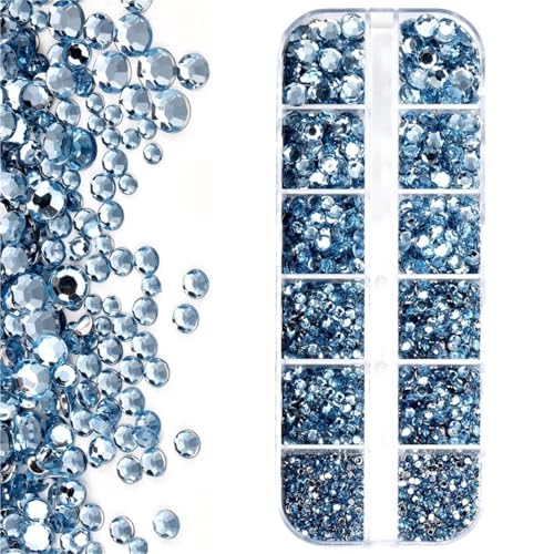 ZMCGNO 1000 Stück Funkelnde Luxus-Nagel-Strasssteine ​​SS6–SS30, Flache Rückseite, Glitzer, AB/Rot/Lila, runde Perlen, Edelsteine, Nagelkunst-Dekoration(PH194-8) von ZMCGNO