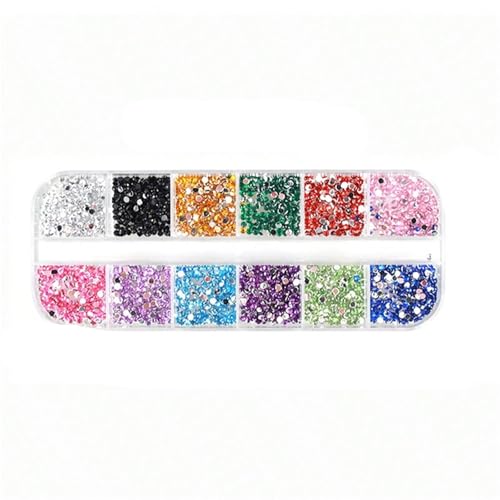ZMCGNO 12 Gitter Nail Art Strasssteine ​​in verschiedenen Größen, 3D-Kristall AB, klare Nagelsteine, Edelsteine, Perlen, DIY-Maniküre-Dekorationen, Zubehör(01) von ZMCGNO