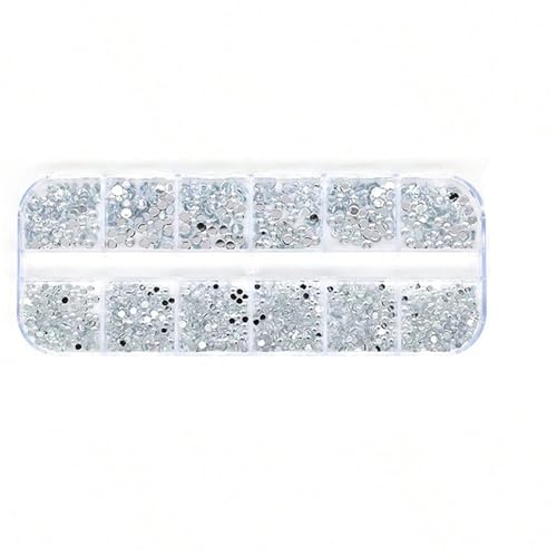 ZMCGNO 12 Gitter Nail Art Strasssteine ​​in verschiedenen Größen, 3D-Kristall AB, klare Nagelsteine, Edelsteine, Perlen, DIY-Maniküre-Dekorationen, Zubehör(Color-02) von ZMCGNO