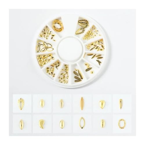 ZMCGNO 12 gürtet Metallnagelnieten, gemischte Herzrahmen, Mondsterne, Goldschmuck, 3D-DIY-Tipps, Nagelkunst-Dekorationen, Maniküre-Zubehör(10) von ZMCGNO