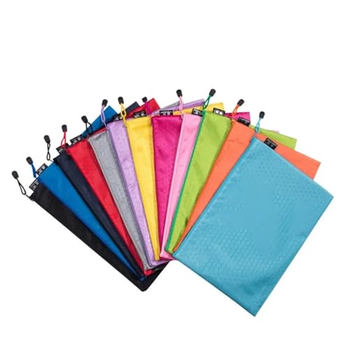 ZMCGNO 12 stücke A4/a5/a6 Leinwand Reißverschlusstasche Dokumententasche Wasserdicht Zip FileSchool Büro Federmäppchen Aufbewahrungstaschen(A4) von ZMCGNO