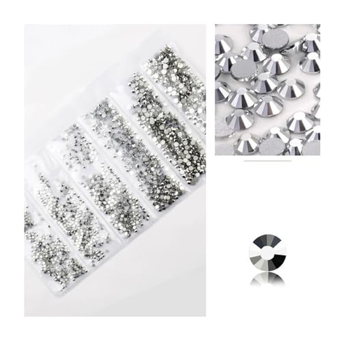 ZMCGNO 1440 Stück 20 Farben Glitzer 3D Flatback Glas Nail Art Klare Kristall AB Strasssteine ​​Glänzende Edelstein Maniküre Zubehör(Silver) von ZMCGNO