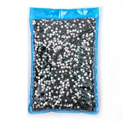 ZMCGNO 14400 Stück Flatback-Kristall-Non-Hotfix-Strasssteine ​​in Großpackung Glitzerkristall SS3-SS20 for Nagelhochzeiten(Emerald,SS20-14400pcs) von ZMCGNO