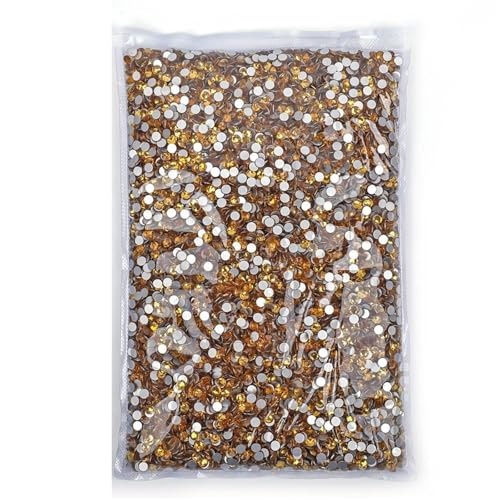ZMCGNO 14400 Stück Flatback-Kristall-Non-Hotfix-Strasssteine ​​in Großpackung Glitzerkristall SS3-SS20 for Nagelhochzeiten(Topaz,SS16-14400pcs) von ZMCGNO
