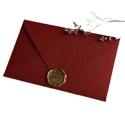 ZMCGNO 15 STK Hanf Umschlag Brief Set Vintage Stil Liebesbrief Rindsleder Spezialpapier Einladung Postkarte Lack Umschlag(Red) von ZMCGNO