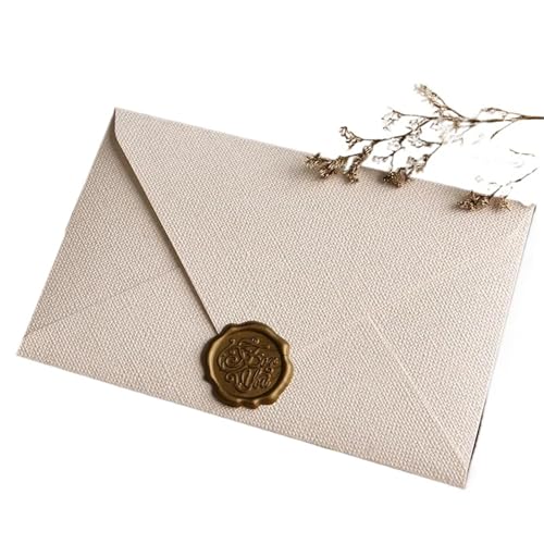 ZMCGNO 15 STK Hanf Umschlag Brief Set Vintage Stil Liebesbrief Rindsleder Spezialpapier Einladung Postkarte Lack Umschlag(White) von ZMCGNO