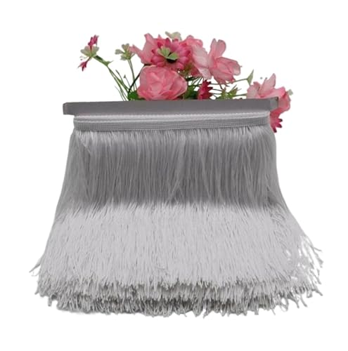 ZMCGNO 15 cm 20 cm 30 cm breite Polyester Dichte Quaste Fransenbesatz Spitzenvorhang Latin Bühnentanz Röcke Kleidungsstücke Zubehör(White,20cm) von ZMCGNO
