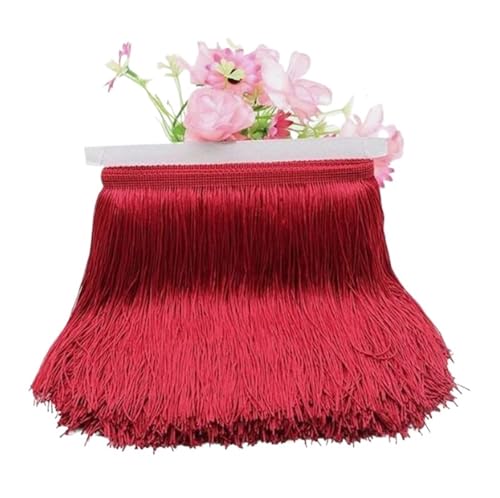 ZMCGNO 15 cm 20 cm 30 cm breite Polyester Dichte Quaste Fransenbesatz Spitzenvorhang Latin Bühnentanz Röcke Kleidungsstücke Zubehör(Wine red,10cm) von ZMCGNO