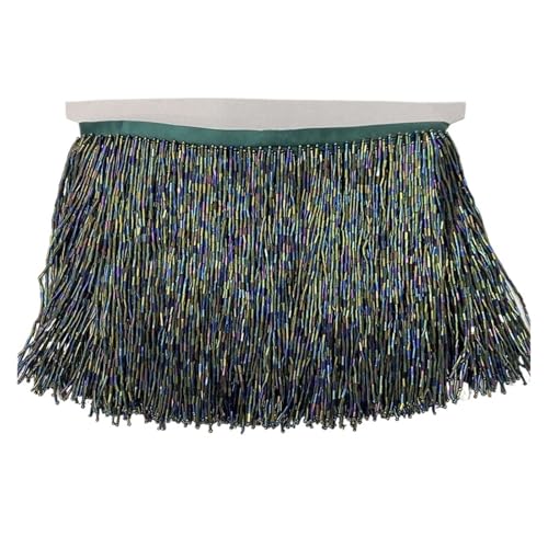 ZMCGNO 15 cm breite Fransenperlenquaste Quastenbesatz Spitze for DIY Zubehör Heimtextilien Tanzband(Green,2yards) von ZMCGNO